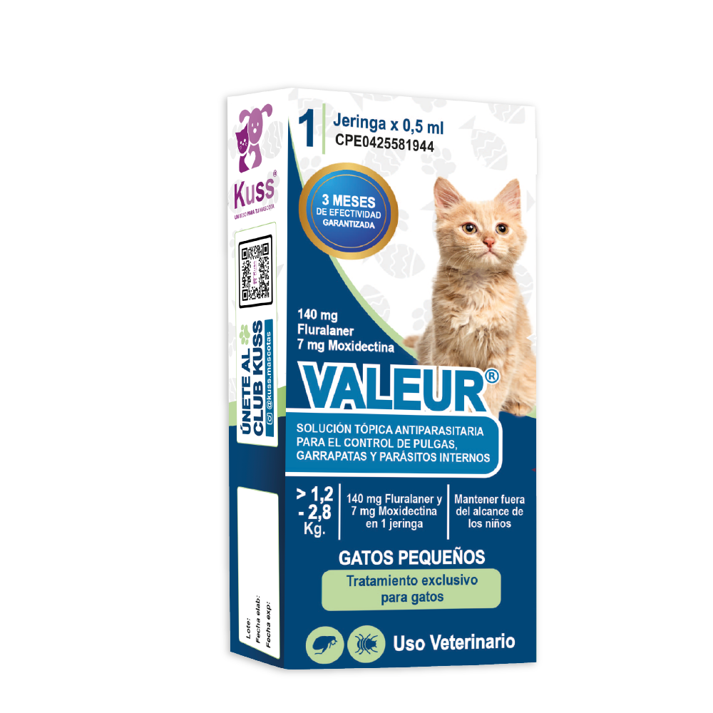 VALEUR GATOS SPOT ON x 0,5ml 1,2Kg-2,8Kg